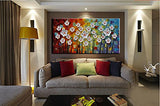 YaSheng Art - 100% Hand Painted Art Beautiful Colorful Oil Paintings On Canvas Abstract Art Texture Flowers Paintings Home Interior Decor Picture Canvas Wall Art Painting (24x48inch)