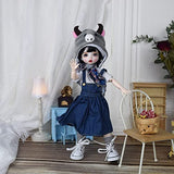 SISON BENNE 11.8 Inch Full Set Outfits 1/6 Fashion BJD Doll, Ball Jointed MSD Dolls with Makeup Eyes Wig Shoes Clothes Cute Hat, DIY Toys for Kids (Momo)