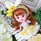 CHJJK Sunflower 1/12 BJD Doll 14Cm SD Dolls Simulation Doll+ Full Set Accessories + Shoes + Hair + Clothes for Christmas Best Gift