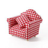 Odoria 1/12 Miniature Chair Armchair Dollhouse Furniture Accessories, Plaid