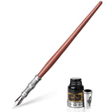 IPLETIX Wooden Dip Pen Handcrafted Calligraphy Dip Pen Set with 11 Dip Pen Nibs &Black Ink & Retro Pen Holder &Writing Paper