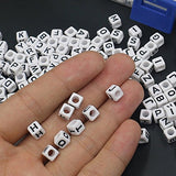 Trasfit 600 Pieces White Acrylic Alphabet Letter"A-Z" Cube Beads for jewelry making, Bracelets,