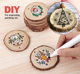 Unfinished Wood Slices 50 Pcs 2.4"-2.8" Natural Wood Rounds with Pre-drilled Hole and 66 Feet Twine