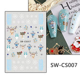 6 Sheets Colorful Xmas Snowflakes 3D Snowflake Nail Art Sticker Self-Adhesive Glitter Christmas Edelweiss Decals Nail Art Decorations