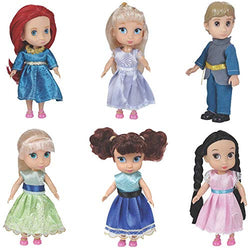 Liberty Imports Fashion Princess Toddler Mini Dolls 6 inches Collection Girls Gift Set (Pack of 6)