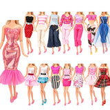 BARWA Lot 15 Items 5 Sets Fashion Dresses Casual Wear Clothes with 10 Pair Shoes, 13 Accessories for 11.5 Inch Girl Doll Birthday Xmas
