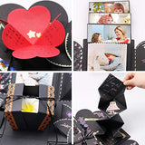 Kicpot Love Explosion Box, Creative Surprise Box for Boyfriend Gift DIY Photo Box Opend with 14''x14'' for Valentine's Day Marriage Proposals Birthday Anniversary Wedding(Black)
