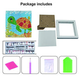 ParNarZar Small and Easy DIY 5d Diamond Painting Kits Mosaic Making with White Frame for Kids - Little Turtle 6X6inches