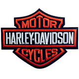 Harley Davidson Patch Orange Bar & Shield XL 7.28” x 5.59” Sew on or Iron on Embroidered DIY