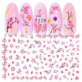 JMEOWIO 10 Sheets Spring Flower Nail Art Stickers Decals Self-Adhesive Pegatinas Uñas Summer Leaves Nail Supplies Nail Art Design Decoration Accessories