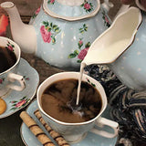 BTaT- Floral Tea Set, Tea cups (8oz), Tea Pot (38oz), Creamer and Sugar Set, Gift box, China Tea Set, Tea Sets for Women, Tea Cups and Saucer Set, Tea Set for Adults, 4 Tea Cups Set, Porcelain Tea Set