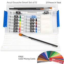 Turner Acryl Gouache Acrylics Set of 12 Smart Set w/ free Color Mixing Cards 11 ml Tubes - 2