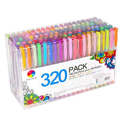 320 Pack Gel Pens Set, Smart Color Art 160 Colors Gel Pen with 160 Refills for Adult Coloring Books Drawing Painting Writing