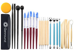 Polymer Clay Tools, Genround 25pcs Modeling Clay Sculpting Tools, 5 Dotting Tools, 5 Rubber Tip