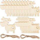 Pangda 20 Pieces Christmas Deer Reindeer Wooden Craft Ornament Hanging Pendant Decoration