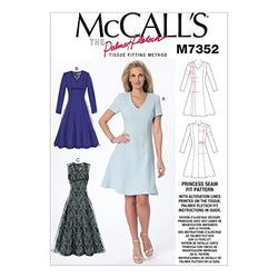 McCall's Patterns M7352 Misses' Jewel or V-Neck Fit and Flare Dresses, Size (6-8-10)-(12-14-16)-(18-20-22)