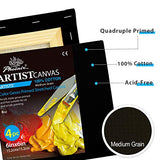 PHOENIX Black Painting Stretched Canvas - 6x6 Inch/4 Pack - 3/4 Inch Profile Artist Canvas for Oil & Acrylic Paint, Collages, Advertising Poster & Decorating Projects