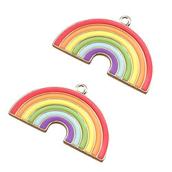 SANQIU Rainbow Charm Pack of 10 Enamel Pendant for Jewelry Making