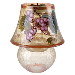 5th Ave Store Tuscany Cracked Glass Lamp Tealight Candle Holder, Painted Glass, Grape Print