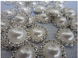 Flat Back Rhinestone Buttons – LeBeila Flatback Embellishments 15 MM Crystal Pearl Fabric Sewing
