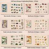 NOGAMOGA Butterfly and Flower Gold Foil Stickers Set (240 Pieces) - Decorative Colorful Assorted Vintage Washi Sticker for Scrapbooking, Junk Journal, Arts and Crafts
