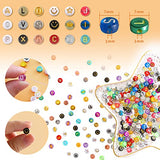 1800PCS Letter Beads For Bracelets Making Kit, 14 Styles 1400PCS Round Alphabet Beads 2 Style 200PCS Smiley Face Bead 200PCS Cute Heart Star Flower Moon Pattern Gold Beads For Jewelry Making DIY Craft