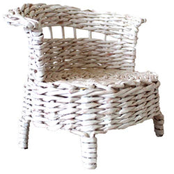 Miniature White Sofa 1:6 Scale Dollhouse Furniture. Cottage Chic Wicker Couch
