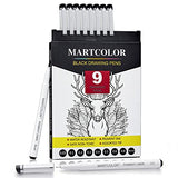 MARTCOLOR Drawing Pens, Black Multiliner, 9 Pack, Anime Pens, Sketch Pens, Micro Pen, Drawing Pens for Artists, Fineliner Pens, Art Pens, Inking Pens, Line Art Pens, Bible Journaling Pens