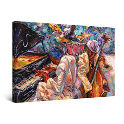 Startonight Canvas Wall Art Abstract - Orange Jazz Orchestra Music Painting - Large Artwork Print for Living Room 32" x 48"