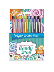 Paper Mate Flair Felt Tip Pens, Medium Point Limited Edition Candy Pop Pack, 0.7mm, Pack of 16