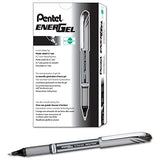 Pentel EnerGel NV Liquid Gel Pen, 0.7mm, Medium Line Capped, Metal Tip, Black Ink, Box of 12