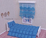 Bed linen set for 12 inch doll, Double bed dollhouse 1:6 scale, chic set 3 piece, bedding cover, bedspread, cushion miniature