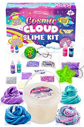 GirlZone Cosmic Cloud Slime Kit, Premade Galaxy Slime Kit for Girls with Cloud Slimes, Slime Glitter, Inks, Glow in The Dark Slime Moon Confetti and More, Fun Gift Idea and Slime Kit for Girls 10-12
