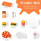 50 Pieces Dollhouse Miniature Fast Food Accessories Set Mixed Resin Food Drink Mini Hamburger Fries Juice Milk Bread Jam Cup Doll Kitchen Pretend Play Food for 1:12 Dollhouse and Cake Toppers Decor