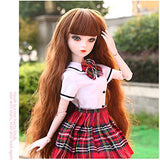LUSHUN BJD Doll 1/3 SD Dolls 22 Inch 23 Ball Jointed Lifelike Dolls College Uniform Set with Clothes Outfit Shoes Wig Hair Makeup Best Gift for Girls Family Girl Series,B
