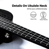 HUNYYN 23 Inch Concert Ukuleles for Adults, Best Ukulele for Beginners Adults, Black Mahogany Musical Instrument, ukulele Case, strap, Tuner, Capo, Music Books, Extra Strings, Picks, All in One Kits