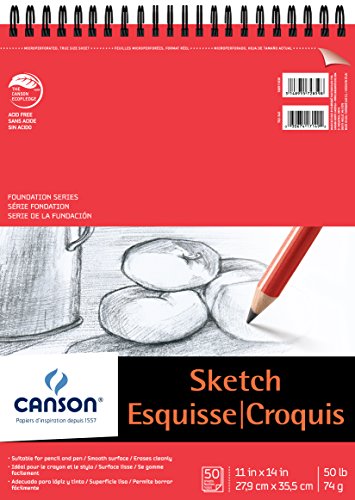 Canson Foundation Series Paper Sketch Pad for Pencil or Pen, Micro-Perforated Sheets, Top Wire