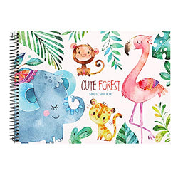 Sketch Book 8”X11.5”, 50 Sheets(110 GSM), Spiral Bound Artist Sketch Pad, Durable Acid Free Drawing Paper for Drawing, Painting, Sketching or Doodling, Cute Forest Cover for Kids