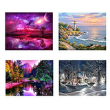 4 Pack 5D Full Drill Diamond Painting Kit, Landscape Rhinestone Embroidery Paintings Pictures Arts Craft for Home Wall Decor, 12 X 16 Inch (Landscape 3)