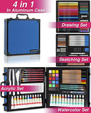 COLOUR BLOCK 151pcs Mixed Media Art Supplies, 4 in 1 Professional Module Kits I Acrylic Paint Sets I Watercolor Painting Sets I Colored Pencils Kit I Drawing Bundles for Adults, Kids in Aluminum Case