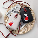 Small Crossbody Phone Bag for Women Leather Cute Cat Cellphone Purse Shoulder Bags PU Wallet (Off White)