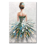 Boiee Art,24x36Inch Modern Hand Painted Beautiful Ballet Girl Oil Painting Abstract Figure Canvas Artwork Art Wood Inside Framed Hanging Wall Decoration Oil Hand Painting Ready to Hang for Girls Bedroom Living Room
