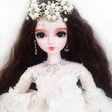 Wedding 1/3 60cm White SD Doll 24" Jointed BJD Bride Doll + Makeup + Full Access