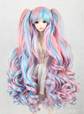 (18-18.5CM) BJD Doll Hair Wig 7-8" 1/4 MSD DZ DOD LUTS / Mixed Color Long Curl Hair / FBE139