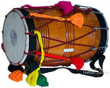Dhol Drum by Maharaja Musicals, Mango Wood, Natural, Barrel Shaped, Padded Bag, Beaters, Nylon Shoulder Strap, Punjabi Bhangra Dhol Musical Instrument (PDI-GE)