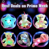 WEWILL Creative Night Light LED Stuffed Animals Lovely Dog Glow Plush Toys Gifts for Kids 18-Inch (Pink)