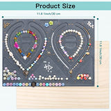 PP OPOUNT Wooden Jewelry Design Board, Flocked Bead Board for Jewelry Making, Solid Wood with Flocked Bead Measuring Board, Design Boards for Bracelets, Necklaces Making