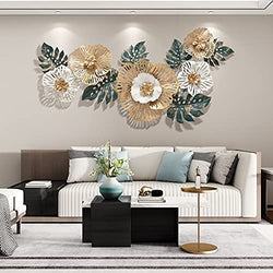 Anjur 3D Metal Flower Wall Art Decor for Living Room, Modern Wall Decoration Sculpture for Bathroom Bedroom Outdoor Kitchen, 138×57cm