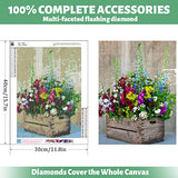 DIY 5D Diamond Painting Kits for Adults & Kids Color Flowers Full Drill Round Diamond Crystal Gem Arts Painting Perfect for Home Wall Decor Flowers (12x16inch)
