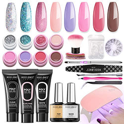 Gel Polish Kit Poly Nail Gel Kit with 6W Led Lamp, 8 Fall Winter Colors Gel Polish Set , 3 Poly Nail Gel, Manicure Tools, Striping Tape Lines, Nail Art Rhinestone, All-In-One Salon Kit In Gift Box